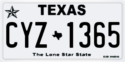 TX license plate CYZ1365