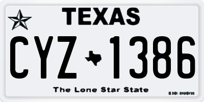 TX license plate CYZ1386