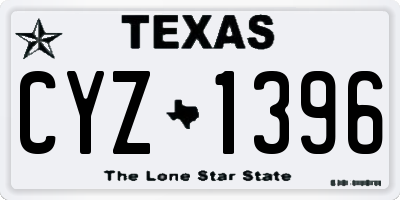 TX license plate CYZ1396