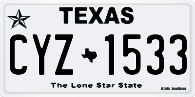 TX license plate CYZ1533