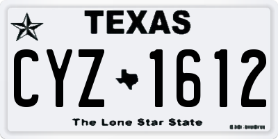 TX license plate CYZ1612