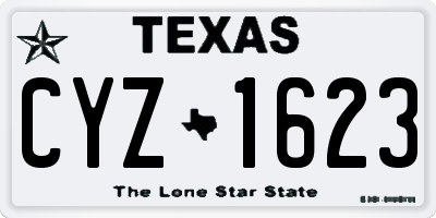 TX license plate CYZ1623