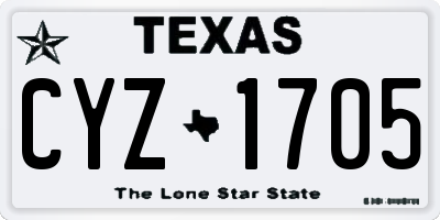 TX license plate CYZ1705