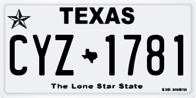 TX license plate CYZ1781
