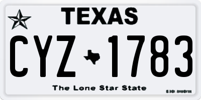 TX license plate CYZ1783