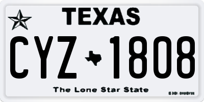 TX license plate CYZ1808