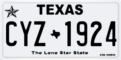 TX license plate CYZ1924
