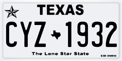 TX license plate CYZ1932