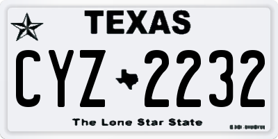 TX license plate CYZ2232