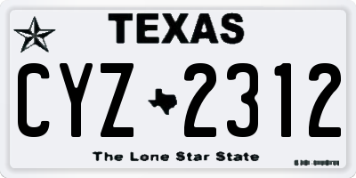 TX license plate CYZ2312