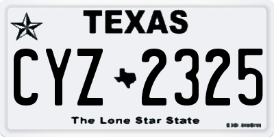 TX license plate CYZ2325