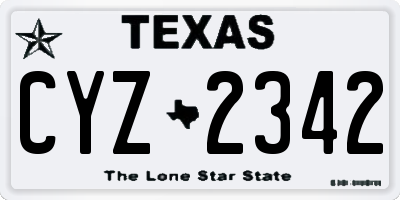 TX license plate CYZ2342