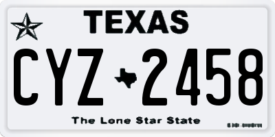 TX license plate CYZ2458