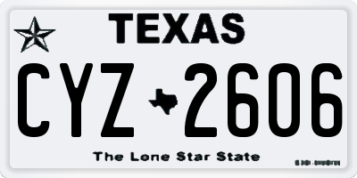 TX license plate CYZ2606
