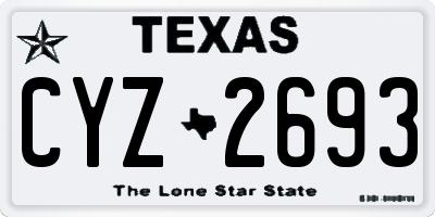 TX license plate CYZ2693