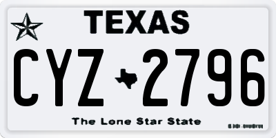 TX license plate CYZ2796