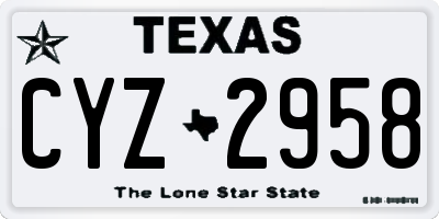 TX license plate CYZ2958