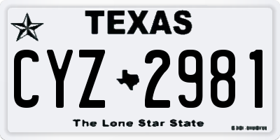 TX license plate CYZ2981