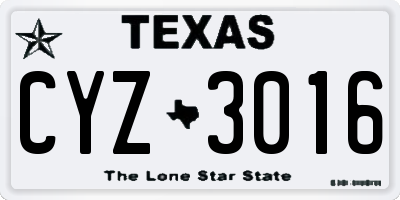 TX license plate CYZ3016