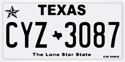 TX license plate CYZ3087