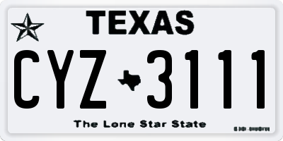 TX license plate CYZ3111