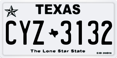 TX license plate CYZ3132