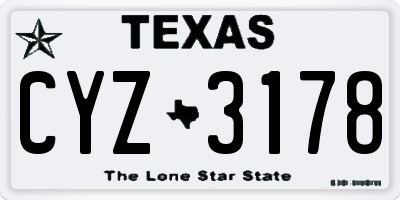 TX license plate CYZ3178