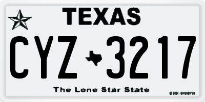 TX license plate CYZ3217