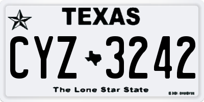 TX license plate CYZ3242