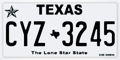 TX license plate CYZ3245