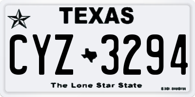 TX license plate CYZ3294
