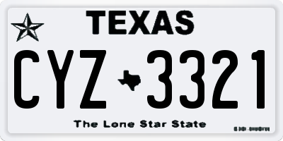 TX license plate CYZ3321