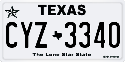 TX license plate CYZ3340