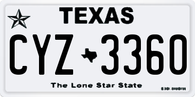 TX license plate CYZ3360