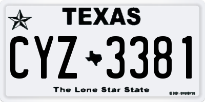 TX license plate CYZ3381