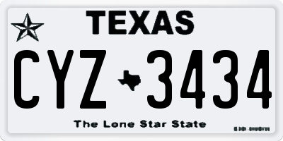 TX license plate CYZ3434