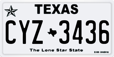 TX license plate CYZ3436