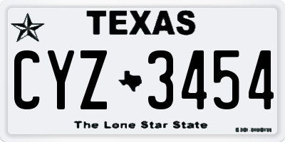 TX license plate CYZ3454