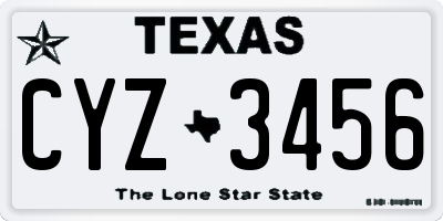 TX license plate CYZ3456