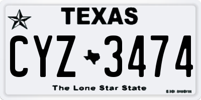 TX license plate CYZ3474