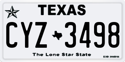 TX license plate CYZ3498