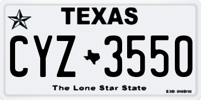 TX license plate CYZ3550