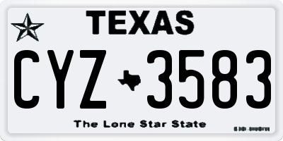 TX license plate CYZ3583