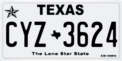 TX license plate CYZ3624