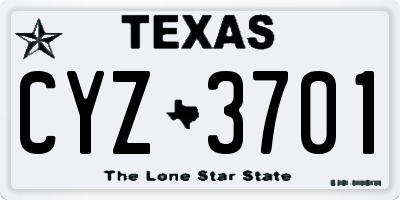 TX license plate CYZ3701