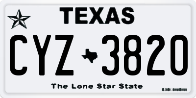 TX license plate CYZ3820