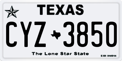 TX license plate CYZ3850