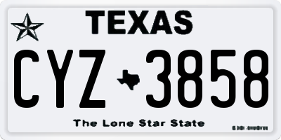 TX license plate CYZ3858