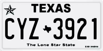 TX license plate CYZ3921
