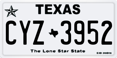 TX license plate CYZ3952